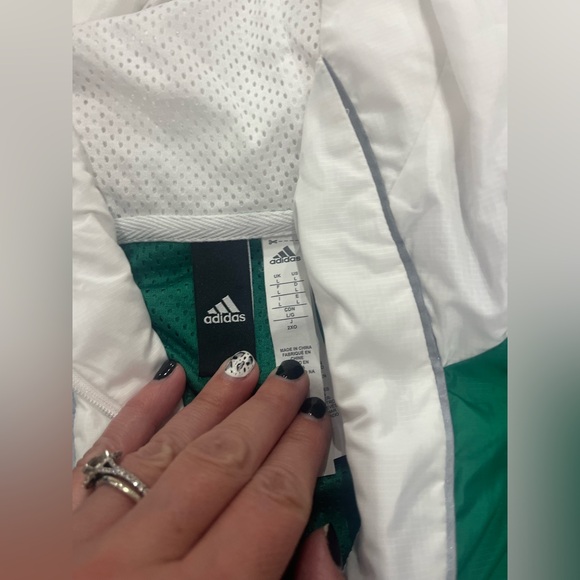 Adidas Green and Blue Windbreaker Jacket with a Hood - Picture 7 of 11